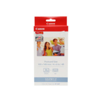 CANON KP-36IP Foto Papier 100x148mm 36 Blatt + Tintenkassette fuer Selphy CP Ruckseite Postkarteformat