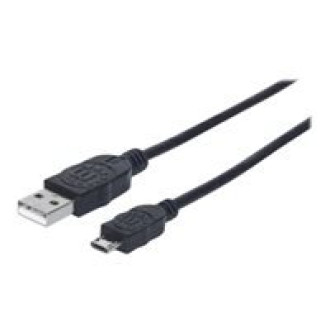 MANHATTAN USB 2.0 Anschlusskabel 0,5m schwarz USB 2.0 Standard-A-Stecker auf USB 2.0 Micro-B-Stecker