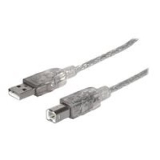 MANHATTAN USB 2.0 Anschlusskabel 1,8m silber USB Typ A Stecker - USB Typ B Stecker  Bis zu 480 Mbps