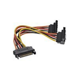 INLINE SATA Strom Y-Kabel SATA Buchse an 2x SATA Stecker gewinkelt mit Sicherheitslaschen 0.15m