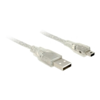 DELOCK Kabel USB 2.0 Typ-A Stecker > USB 2.0 Mini-B Stecker 5 m transparent