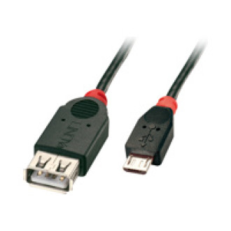 LINDY USB 2.0 Kabel Typ Micro-B / A OTG 0,5m Micro-B Stecker an A Kupplung