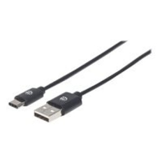 MANHATTAN USB C-Kabel 2.0 schwarz 0,5m Typ C-Stecker auf Typ A-Stecker 480 Mbit/s