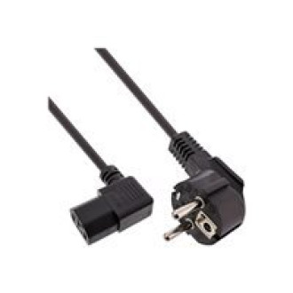 INLINE Netzkabel Schutzkontakt gewinkelt auf Kaltgeraetestecker C13 rechts abgewinkelt 1.8m schwarz