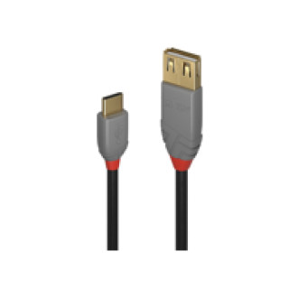 LINDY 0,15m USB 2.0 Typ C an A Adapterkabel Anthra Line