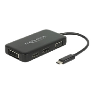 DELOCK Adapter USB Type-C Stecker > VGA / HDMI / DVI / DisplayPort Buchse schwarz