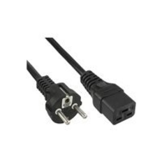 INLINE Netzkabel 16A Schutzkontakt gerade auf Kaltgeraetestecker IEC320/C19 schwarz 3m