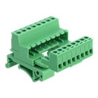DELOCK Terminalblock Set für Hutschienen 8 Pin mit Rastermass 5,08 mm gewinkelt