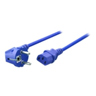EFB Netzleitung Netzkabel Schutzkontakt 90Grad auf C13 180Grad 1,8 Meter BLAU Farbig zur eindeutigen Zuordnung von Geraeten