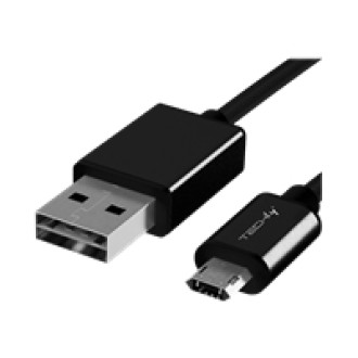 TECHLY USB2.0 Anschlusskabel schwarz 1m Stecker Typ A auf Stecker Typ Micro B verdrehsicherer Stecker