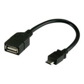TECHLY USB2.0 Anschlusskabel OTG schwarz Buchse Typ A auf Stecker Typ Micro B  20cm