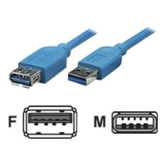 TECHLY USB3.0 Verlaengerungskabel blau 2m Stecker Typ A auf Buchse Typ A