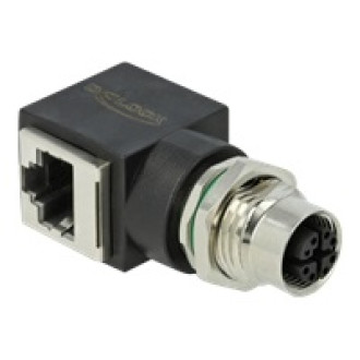 DELOCK Netzwerkadapter M12 8 Pin X-kodiert Buchse zu RJ45 Buchse