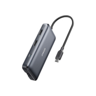 ANKER 553 USB-C Hub (8-in-1) 2x HDMI 1x USB-C 2x USB-A 1x Ethernet 1x microSD/SD 100W Power Delivery (PD)