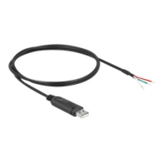 DELOCK Adapterkabel USB 2.0 Typ-A zu seriell RS-232mit 3 offenen Kabelenden 1m