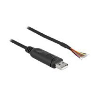 DELOCK Adapterkabel USB 2.0 Typ-A zu seriell RS-232 mit 9 offenen Kabelenden + Schirmung 1m