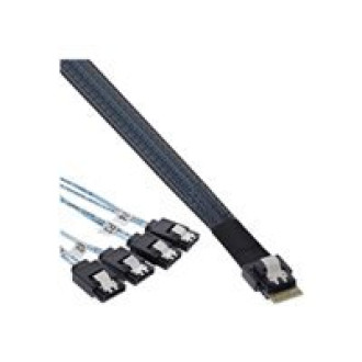 INLINE Slim SAS Kabel SFF-8654 zu 4x SATA 7-pin 12GB/s 0,5m