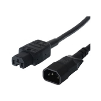 BACHMANN Netzkabel Kaltgerätestecker Stecker IEC320 C14 - Warmgeräte Kupplung IEC320 C15 schwarz 1m