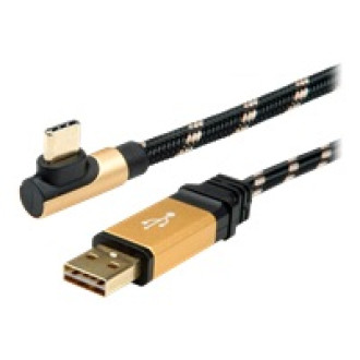 ROLINE GOLD USB 2.0 Kabel USB A ST reversibel - USB C ST gewinkelt 0,8m