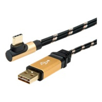 ROLINE GOLD USB 2.0 Kabel USB A ST reversibel - USB C ST gewinkelt 3m
