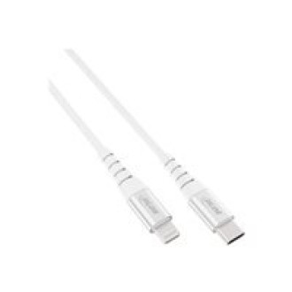 INLINE USB-C Lightning Kabel fuer iPad iPhone iPod Alu MFi-zertifiziert silber 2m