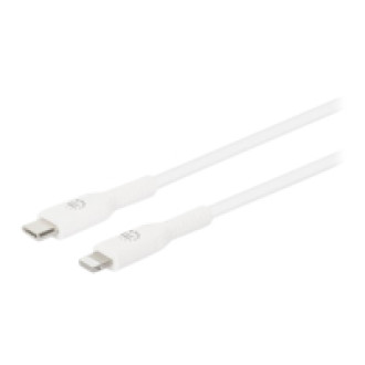 MANHATTAN USB-C auf Lightning Sync-/Ladekabel MFi-zertifizierten 8-pol. Lightning-Stecker 1 m für iPhone iPad iPod 480 Mbit/s weiss
