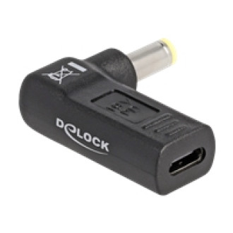 DELOCK Adapter fur Notebook Ladekabel USB Type-C Buchse zu 5,5 x 2,5mm Stecker 90 gewinkelt