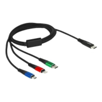 DELOCK USB Ladekabel 3 in 1 USB Type-C zu Lightning / Micro USB / USB Type-C 1m