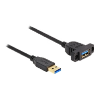DELOCK SuperSpeed USB 5 Gbps USB 3.2 Gen 1 Kabel USB Typ-A Stecker zu Buchse 1m zum Einbau schwarz