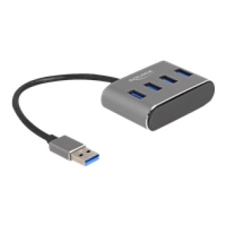 DELOCK 4 Port USB 3.2 Gen 1 Hub mit USB Typ-A Anschluss - USB Typ-A Buchsen oben