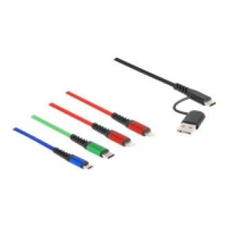 DELOCK USB Ladekabel 4 in 1 USB Typ-A + USB-C zu 2 x Lightning / Micro USB / USB Type-C 1,20m