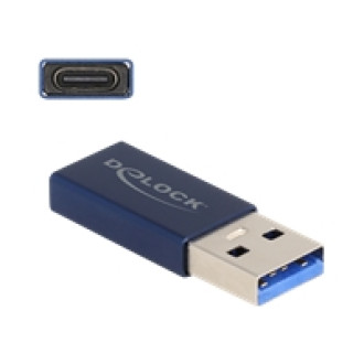 DELOCK USB 10 Gbps Adapter USB Typ-A Stecker zu USB Type-C Buchse aktiv blau