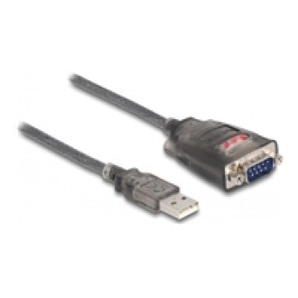 DELOCK Adapter USB 2.0 Typ-A zu 1 x Seriell RS-232 D-Sub 9 Pin Stecker mit Muttern mit 3 x LED 0,2m