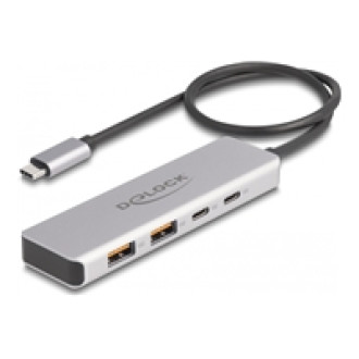 DELOCK USB 10 Gbps USB Type-C Hub mit 2 x USB Typ-A und 2 x USB Type-C mit 35cm Anschlusskabel