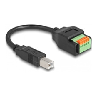 DELOCK USB 2.0 Kabel Typ-B Stecker zu Terminalblock Adapter mit Drucktaster 15cm