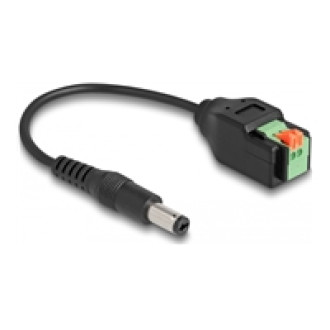 DELOCK DC Kabel 2,1 x 5,5mm Stecker zu Terminalblock Adapter mit Drucktaster 15cm
