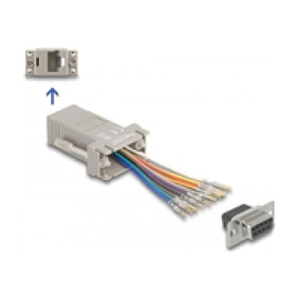 DELOCK D-Sub 9 Pin Buchse zu RJ50 Buchse Montagesatz grau