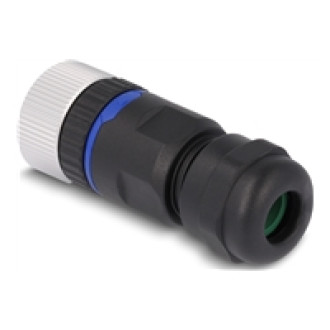 DELOCK M12 Steckverbinder A-kodiert 8 Pin Buchse zur Montage mit Schraubanschluss