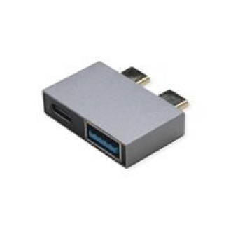ROLINE USB 3.2 Gen 2 Adapter 2x USB Typ C - 1x Typ A + 1x C ST/BU silberfarben