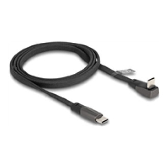 DELOCK USB 2.0 Flachbandkabel USB Type-C Stecker zu USB Type-C Stecker gewinkelt PD 3.0 60 W 1m schwarz