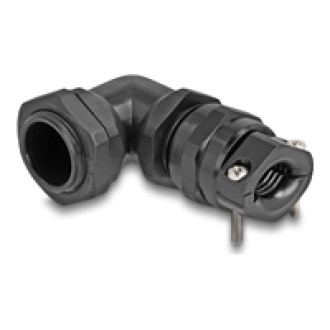 DELOCK Kabelverschraubung mit Zugentlastung und Biegeschutz 90 gewinkelt PG16 schwarz
