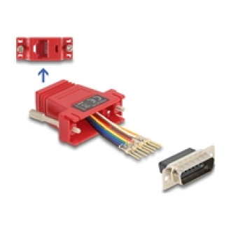 DELOCK D-Sub 15 Pin Stecker zu RJ45 Buchse Montagesatz rot