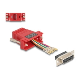 DELOCK D-Sub 15 Pin Buchse zu RJ45 Buchse Montagesatz rot