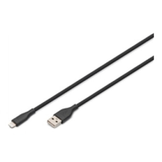 DIGITUS USB Silicone charging cable USB-A - Lightning 1m USB 2.0 12W black