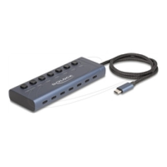DELOCK USB 5 Gbps Hub mit 7 USB Type-C Ports mit Schalter davon 6 x Datenport + 1 x Daten / und PD 20 Watt