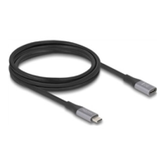 DELOCK USB 40 Gbps Verlängerungskabel USB Type-C Stecker zu Buchse PD 3.1 240 W 2m grau Metall