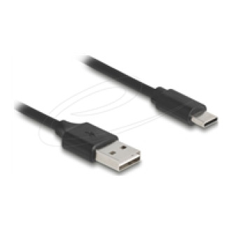DELOCK Spiralkabel EASY-USB 2.0 Typ-A Stecker zu USB Type-C Stecker 0,5m bis 0,8m schwarz