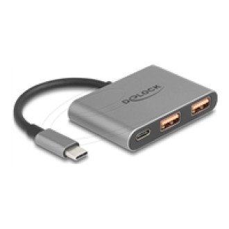 DELOCK 3 Port USB Hub 10 Gbps mit USB Type-C zu 1 x USB Type-C + 2 x USB Typ-A