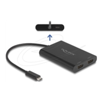 DELOCK Adapter USB Type-C zu 2 x HDMI 4K 60 Hz mit DisplayLink Grafik und USB PD