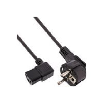 INLINE Netzkabel Schutzkontakt gewinkelt auf Kaltgeraetestecker C13 links abgewinkelt 0,5m schwarz